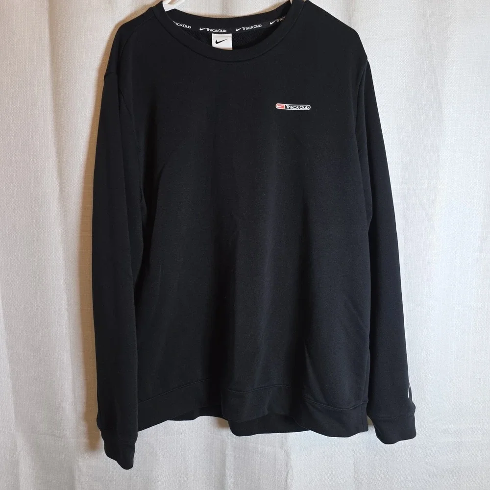 Nike Track Club Crewneck Sweatshirt Men's Large Black Dri-FIT Fleece